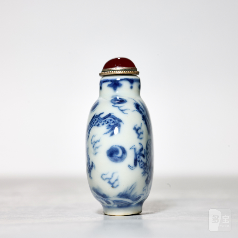 清晚期 青花龙纹鼻烟壶 - 图3